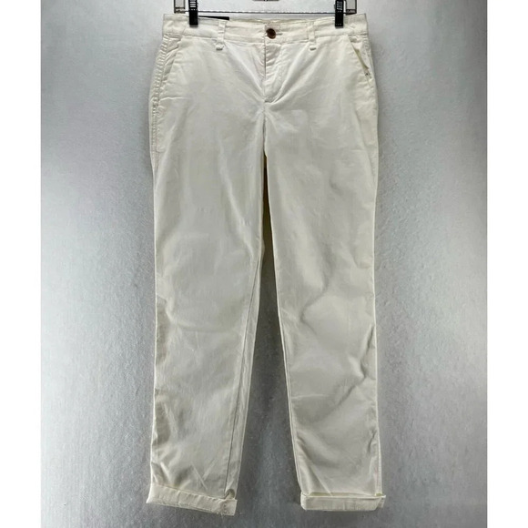 GAP Pants - GAP Pants Womens Sz 4 Girlfriend Khaki Flat Front Straight Stretch Cotton White